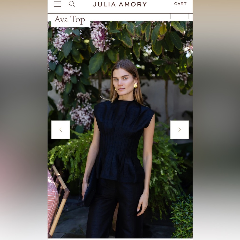 Julia Amory Ava Top Noir medium black dupioni silk